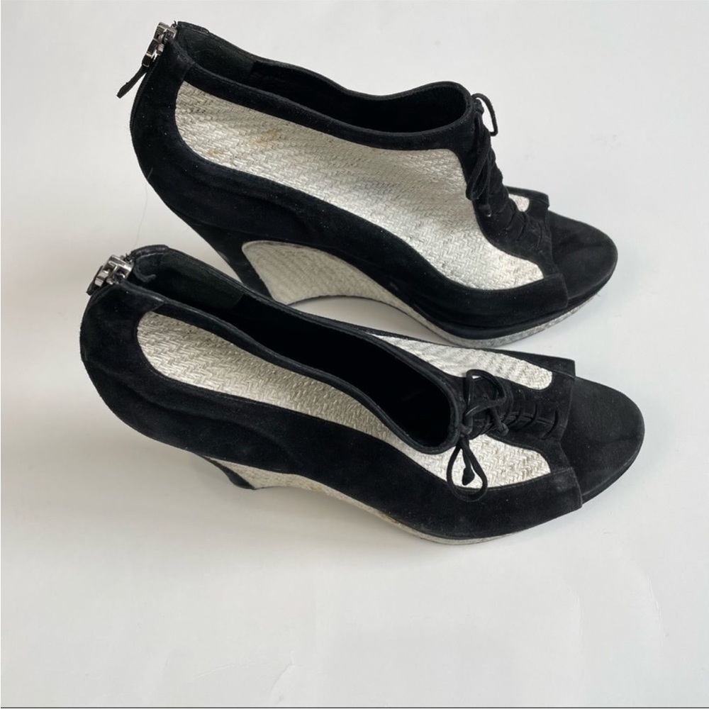 Fendi Black and Silver Wedge Heels - Picture 2 of 7